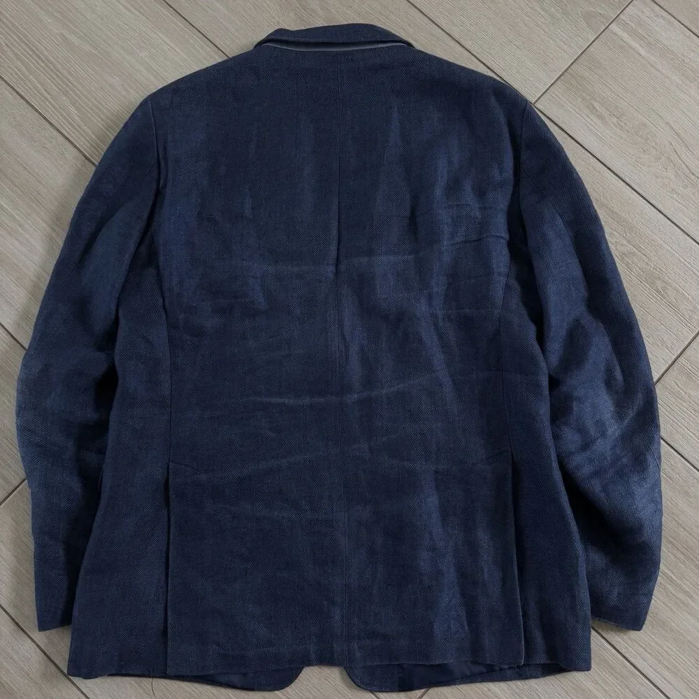 Laruen Ralph Lauren 100% Linen Unstructured Blazer 2 Button Navy Men’s 43L